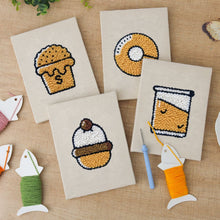 Load image into Gallery viewer, Punch Needle Kits (4 pieces) with frames - Dessert Lover 1