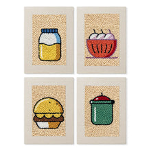 Load image into Gallery viewer, Punch Needle Kits (4 pieces) with frames - Snack Time 1 Figured'Art