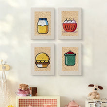 Load image into Gallery viewer, Punch Needle Kits (4 pieces) with frames - Snack Time 1