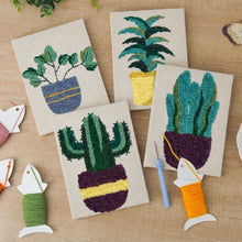 Load image into Gallery viewer, Punch Needle Kits (4 pieces) with frames - Desert Plant Collection