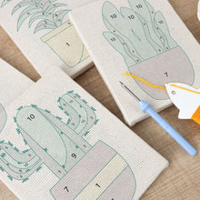 Load image into Gallery viewer, Punch Needle Kits (4 pieces) with frames - Desert Plant Collection