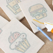 Load image into Gallery viewer, Punch Needle Kits (4 pieces) with frames - Fast Food Fun
