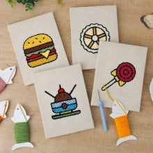 Load image into Gallery viewer, Punch Needle Kits (4 pieces) with frames - Sweet &amp; Street Food