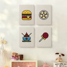 Load image into Gallery viewer, Punch Needle Kits (4 pieces) with frames - Sweet &amp; Street Food