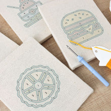 Load image into Gallery viewer, Punch Needle Kits (4 pieces) with frames - Sweet &amp; Street Food