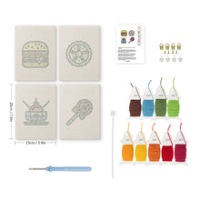 Load image into Gallery viewer, Punch Needle Kits (4 pieces) with frames - Sweet &amp; Street Food