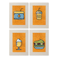 Load image into Gallery viewer, Punch Needle Kits (4 pieces) with frames - Drinks &amp; Bites Figured'Art
