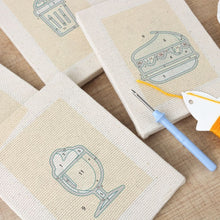 Load image into Gallery viewer, Punch Needle Kits (4 pieces) with frames - Drinks &amp; Bites
