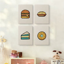 Load image into Gallery viewer, Punch Needle Kits (4 pieces) with frames - Street Food 1
