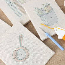 Load image into Gallery viewer, Punch Needle Kits (4 pieces) with frames - Minimal Desk Icons
