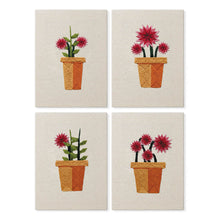 Load image into Gallery viewer, Punch Needle Kits (4 pieces) with frames - Blooming Mini Pots 3 Figured'Art