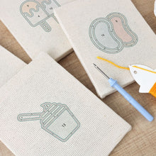 Load image into Gallery viewer, Punch Needle Kits (4 pieces) with frames - Cute Snacks
