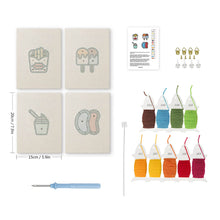Load image into Gallery viewer, Punch Needle Kits (4 pieces) with frames - Cute Snacks