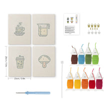 Load image into Gallery viewer, Punch Needle Kits (4 pieces) with frames - Coffee and Tea Time