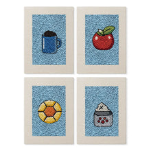 Load image into Gallery viewer, Punch Needle Kits (4 pieces) with frames - Breakfast Treats 1 Figured'Art