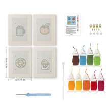 Load image into Gallery viewer, Punch Needle Kits (4 pieces) with frames - Breakfast Treats 1