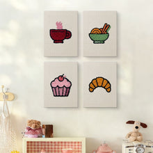 Load image into Gallery viewer, Punch Needle Kits (4 pieces) with frames - Breakfast Treats 2