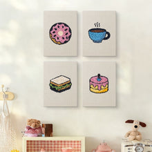 Load image into Gallery viewer, Punch Needle Kits (4 pieces) with frames - Breakfast Treats 3