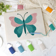 Load image into Gallery viewer, Punch Needle Kit with frame - Azure Butterfly