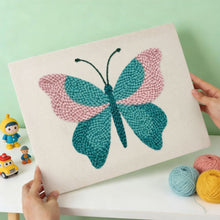 Load image into Gallery viewer, Punch Needle Kit with frame - Azure Butterfly
