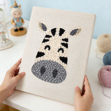 Load image into Gallery viewer, Punch Needle Kit with frame - Happy Zebra