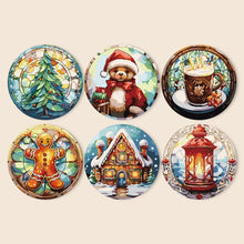 Load image into Gallery viewer, Paint by numbers 20cm Placemats (6 pieces) - Gingerbread House, Christmas Tree and Winter Designs