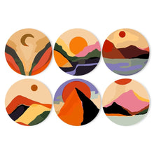 Load image into Gallery viewer, Paint by numbers 20cm Placemats (6 pieces) - Modern Abstract Mountain