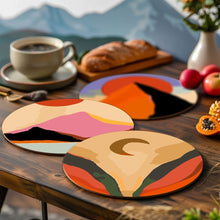 Load image into Gallery viewer, Paint by numbers 20cm Placemats (6 pieces) - Modern Abstract Mountain