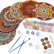 Load image into Gallery viewer, Paint by numbers 20cm Placemats (6 pieces) - Bohemian Mandala Round