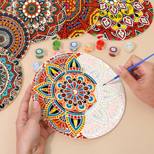 Load image into Gallery viewer, Paint by numbers 20cm Placemats (6 pieces) - Bohemian Mandala Round