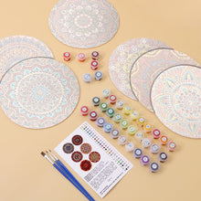 Load image into Gallery viewer, Paint by numbers 20cm Placemats (6 pieces) - Bohemian Mandala Round
