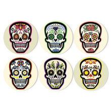 Load image into Gallery viewer, Paint by numbers 20cm Placemats (6 pieces) - Colourful Day of the Dead Skull