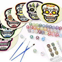 Load image into Gallery viewer, Paint by numbers 20cm Placemats (6 pieces) - Colourful Day of the Dead Skull