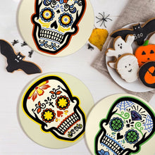 Load image into Gallery viewer, Paint by numbers 20cm Placemats (6 pieces) - Colourful Day of the Dead Skull