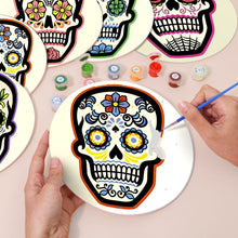 Load image into Gallery viewer, Paint by numbers 20cm Placemats (6 pieces) - Colourful Day of the Dead Skull