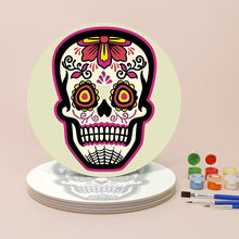 Load image into Gallery viewer, Paint by numbers 20cm Placemats (6 pieces) - Colourful Day of the Dead Skull