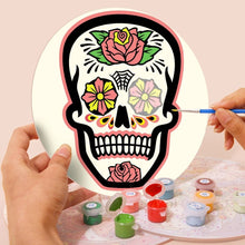 Load image into Gallery viewer, Paint by numbers 20cm Placemats (6 pieces) - Colourful Day of the Dead Skull
