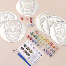 Load image into Gallery viewer, Paint by numbers 20cm Placemats (6 pieces) - Colourful Day of the Dead Skull