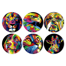 Load image into Gallery viewer, Paint by numbers 20cm Placemats (6 pieces) - Pop Art Animal