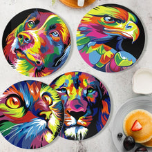 Load image into Gallery viewer, Paint by numbers 20cm Placemats (6 pieces) - Pop Art Animal