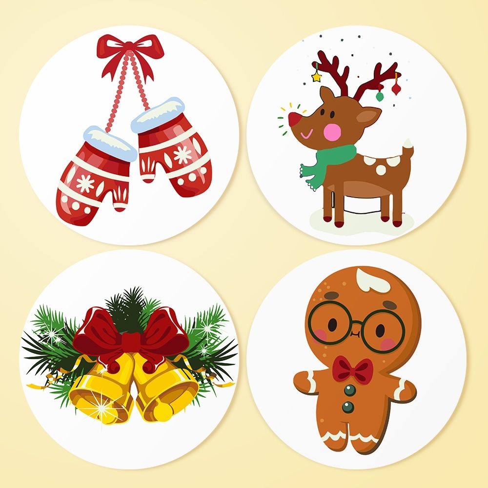 Paint by numbers 20cm Placemats (4 pieces) - Christmas Theme 1 Figured'Art