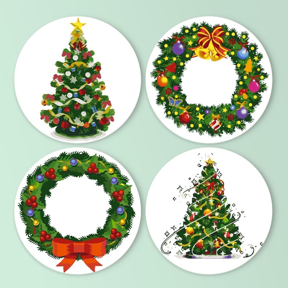 Paint by numbers 20cm Placemats (4 pieces) - Christmas Wreath Figured'Art
