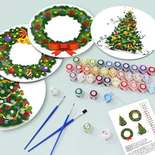 Load image into Gallery viewer, Paint by numbers 20cm Placemats (4 pieces) - Christmas Wreath