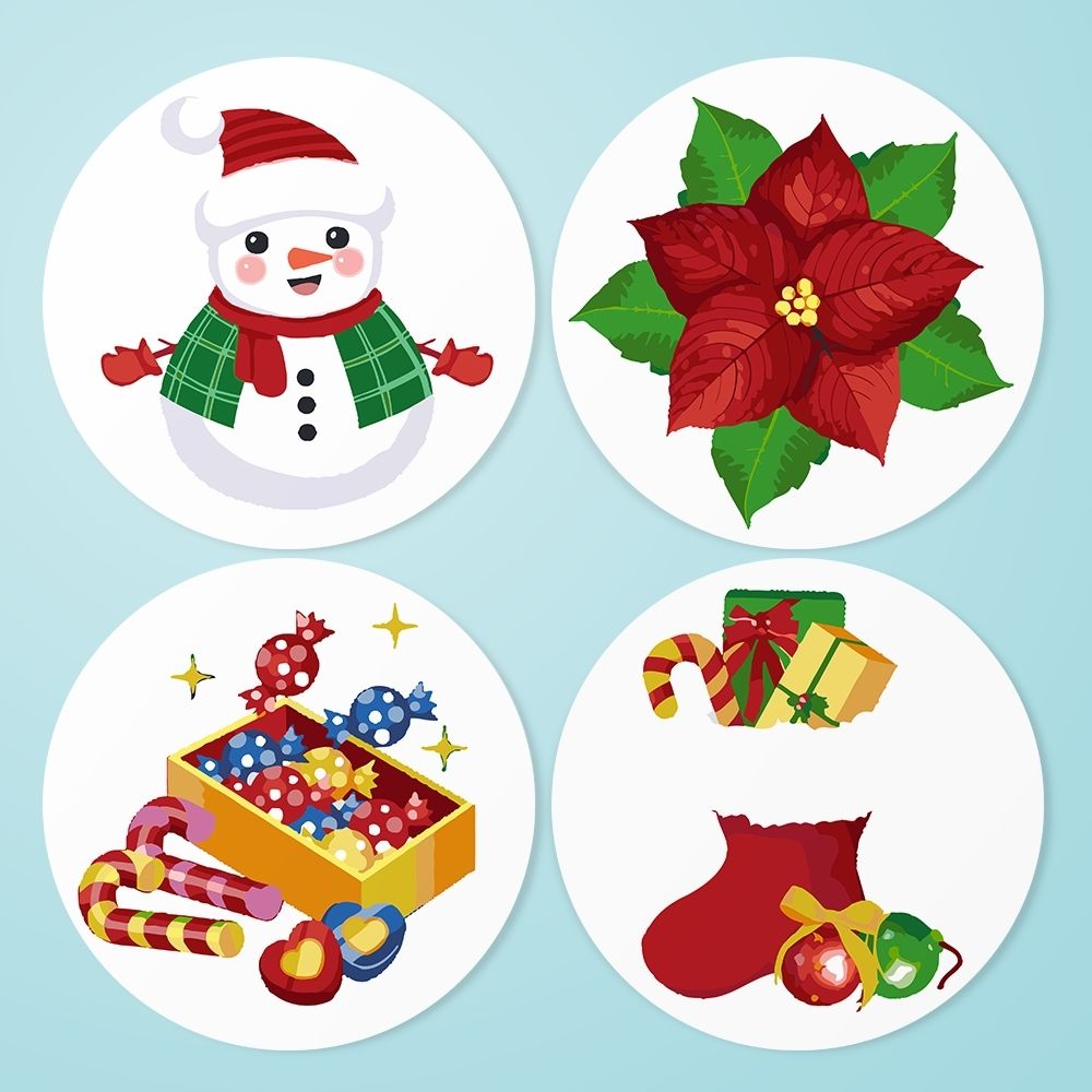 Paint by numbers 20cm Placemats (4 pieces) - Snowman Figured'Art