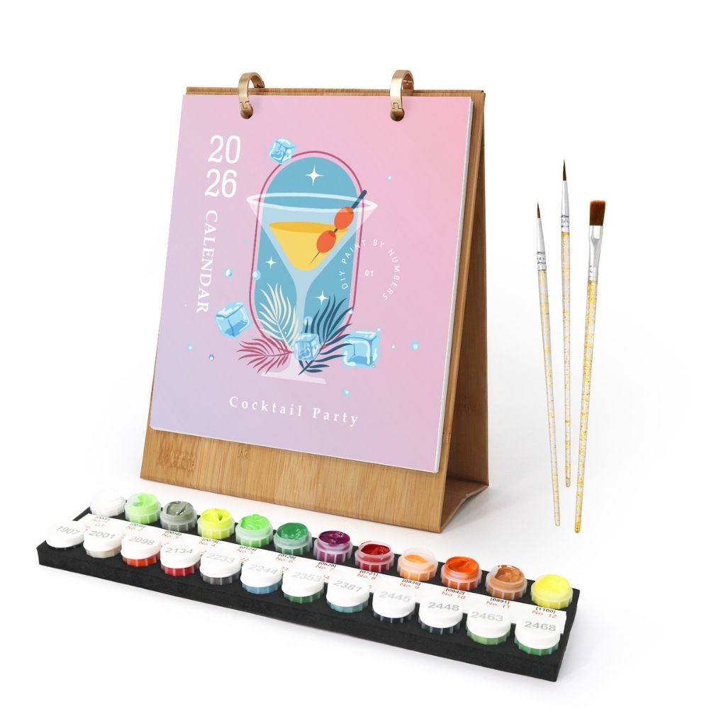 Paint by Numbers Calendar 2026 - Cocktail Drinks Figured'Art