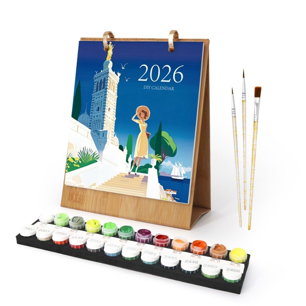 Paint by Numbers Calendar 2026 - World Travel Figured'Art