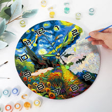 Load image into Gallery viewer, Paint by Numbers Clock - Starry Night &amp; Sunflowers Figured'Art