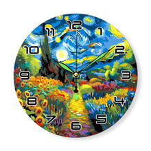 Load image into Gallery viewer, Paint by Numbers Clock - Starry Night &amp; Sunflowers