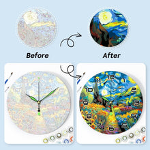 Load image into Gallery viewer, Paint by Numbers Clock - Starry Night &amp; Sunflowers