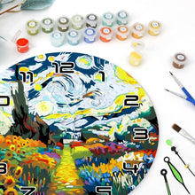 Load image into Gallery viewer, Paint by Numbers Clock - Starry Night &amp; Sunflowers